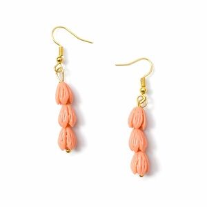Elegant Gold and Peach Drop Earrings
